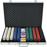vidaXL Pokerset met 1000 chips - Aluminium koffer - Geschikt voor pokeravonden met vrienden