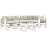 vidaXL 6-delige Loungeset met beige kussens pallet hout