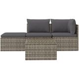 VidaXL 4-Delige Loungeset met Kussens - Poly Rattan Grijs