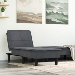 vidaXL Chaise Longue Fluweel Donkergrijs