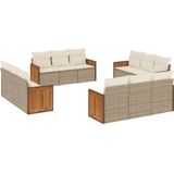 vidaXL 12-delige Loungeset met kussens poly rattan beige