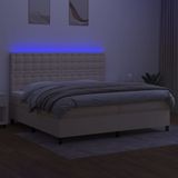vidaXL Boxspring met matras en LED stof crèmekleurig 200x200 cm