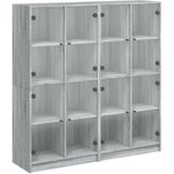 vidaXL Boekenkast met deuren 136x37x142 cm hout grijs sonoma eiken