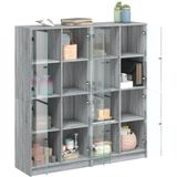 vidaXL Boekenkast met deuren 136x37x142 cm hout grijs sonoma eiken