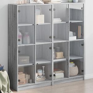 vidaXL Boekenkast met deuren 136x37x142 cm hout grijs sonoma eiken