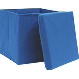 vidaXL Opbergboxen met deksel 4 st 28x28x28 cm blauw