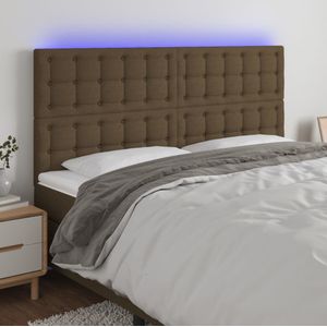 vidaXL Hoofdbord LED 200x5x118/128 cm stof donkerbruin