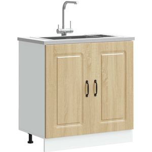 vidaXL - Spoelbakonderkast - Kalmarx46x81,5cm - bewerkt - hout - sonoma - eiken