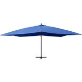 vidaXL Zweefparasol met houten paal 400x300 cm azuurblauw