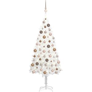 vidaXL Kunstkerstboom met verlichting en kerstballen 150 cm PVC wit