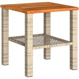 vidaXL Tuintafel 40x40x42 cm poly rattan en acaciahout beige