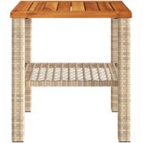 vidaXL Tuintafel 40x40x42 cm poly rattan en acaciahout beige