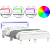 vidaXL Bedframe met hoofdeinde en LED wit 120x190 cm