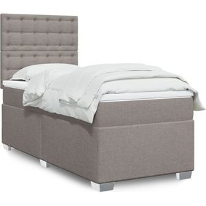 vidaXL Boxspring met matras stof taupe 80x200 cm