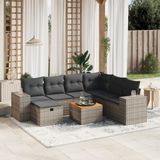 vidaXL 8-delige Loungeset met kussens poly rattan grijs