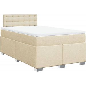 vidaXL Boxspring met matras stof crÃ¨mekleurig 120x190 cm