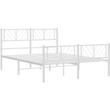 vidaXL Bedframe met hoofd- en voeteneinde metaal wit 120x200 cm