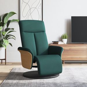 vidaXL Fauteuil verstelbaar met voetensteun stof donkergroen