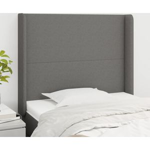 vidaXL Hoofdbord met randen 93x16x118/128 cm stof donkergrijs