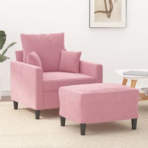 vidaXL Fauteuil met voetenbank 60 cm fluweel roze