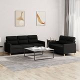 vidaXL 2-delige loungeset met kussens stof zwart