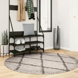 vidaXL-Vloerkleed-shaggy-hoogpolig-modern-Ø-160-cm-beige-en-antraciet