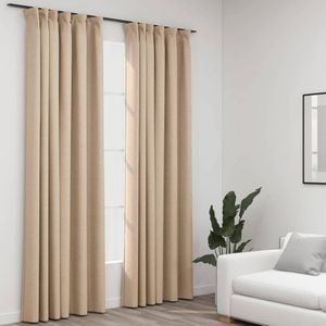 vidaXL Gordijnen linnen-look verduisterend haken 2 st 140x245 cm beige