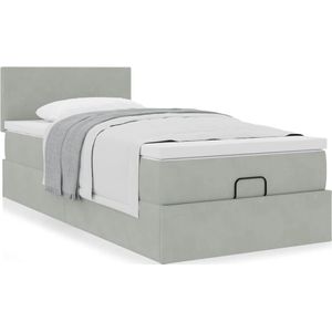 vidaXL Bedframe met matras 80x200cm fluweel lichtgrijs