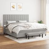 vidaXL Boxspring met matras stof lichtgrijs 200x200 cm