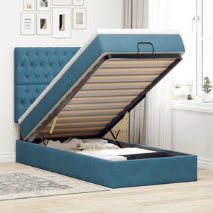 vidaXL Ottoman bed met matrassen 90x190cm fluweel donkerblauw