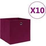 vidaXL-Opbergboxen-10-st-28x28x28-cm-nonwoven-stof-donkerrood