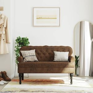 vidaXL - Bankje - met - rugleuning - 119,5x64,5x75 - cm - kunstsuèdeleer - bruin