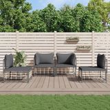 VidaXL Loungeset 4-delig met Kussens - Poly Rattan Antracietkleurig