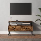 VidaXL Tv-meubel 80x35x45 cm - Bewerkt Hout - Gerookt Eikenkleurig