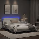 vidaXL Bedframe met LED-verlichting kunstleer wit 140x200 cm