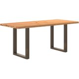 vidaXL Eettafel met natuurlijke rand massief eikenhout rechthoekig