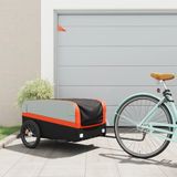 vidaXL Fietstrailer 45 kg ijzer zwart en oranje