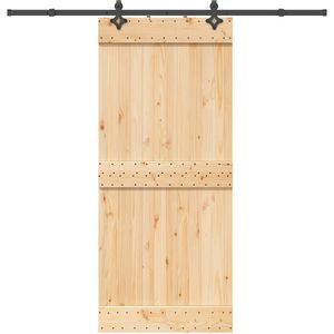 vidaXL Schuifdeur met beslag 90x210 cm massief grenenhout