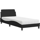 vidaXL Bed met matras stof zwart 90x200 cm