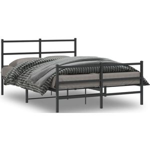 vidaXL Bedframe met hoofd- en voeteneinde metaal zwart 140x200 cm