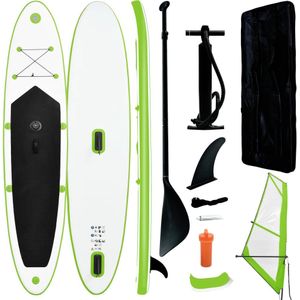 vidaXL Stand Up Paddleboard opblaasbaar met zeilset groen en wit