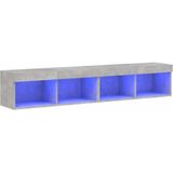 vidaXL Tv-meubels met LED-verlichting 2 st 80x30x30 cm betongrijs