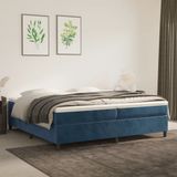 VidaXL Boxspringframe Fluweel Donkerblauw 200x200 cm