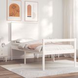 vidaXL Bedframe met hoofdbord massief hout wit 100x200 cm
