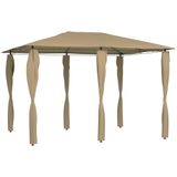 vidaXL Prieel met paalhoezen 160 g/m² 3x4x2,6 m taupe