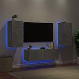 vidaXL 3-delige tv-wandmeubelset met LED-verlichting betongrijs