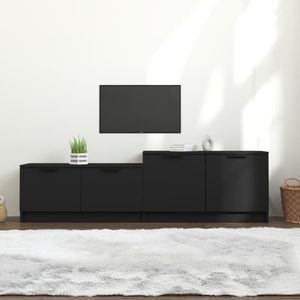 VidaXL TV-meubel 158,5x36x45 cm - Bewerkt Hout Zwart