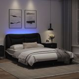 vidaXL Bedframe met LED-verlichting kunstleer zwart en wit 140x200 cm