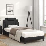 vidaXL Bed met matras kunstleer zwart 90x200 cm