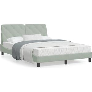 vidaXL Bed met matras fluweel lichtgrijs 120x200 cm